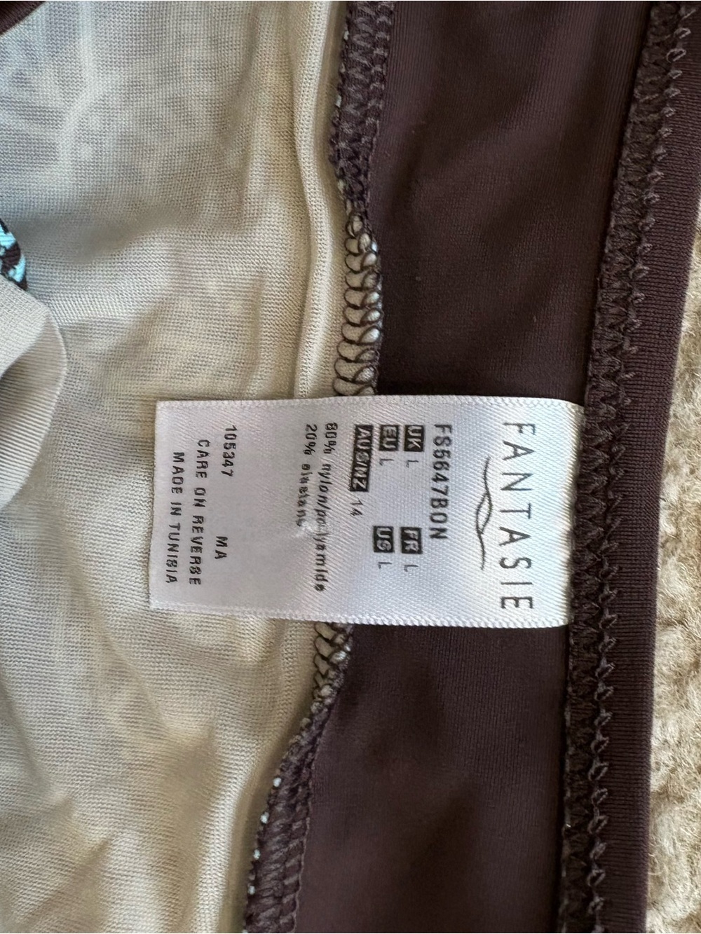 Fantasie Brown & Mint Bandeau Tie-Side Bikini - Picture 5 of 9